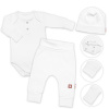 Rebrovaná rastúca súprava 4D, zavin. body, nohavice, kabátik a čiapočka, biela