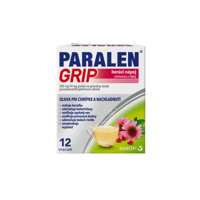 Paralen Grip horúci nápoj echinacea a šípky plo.por.500 mg/10 mg 12 x 500 mg/10 mg