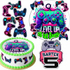 SADA JEDLÝ OBRÁZOK NA TORTU 20 CM + 16 POSTÁV - GAMER PAD HRY + MENO 15 CM 18 CM