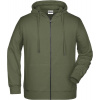 James & Nicholson | JN 8026, Pánska mikina s kapucňou, zelená Olive, 3XL
