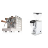 Rocket Espresso Appartamento, white, walnut + Rocket Espresso FAUSTINO 3.1, chrome