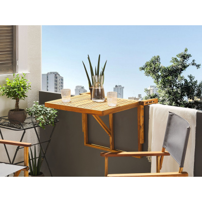 BELIANI Skladací stôl na balkón svetlý drevený agátové drevo 60 x 40 cm balkón záhrada terasa