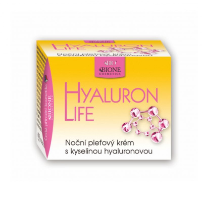 Nočný pleťový krém s kyselinou hyaluronovou Hyaluron life 51ml Bione Cosmetics