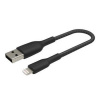 BELKIN kabel oplétaný USB-A - Lightning 15cm, čern CAA002bt0MBK