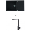Alveus CADIT 40 SET kuchynský granit. drez so sifónom 86x50 + batéria AFRA - Black CADIT40G91+AFRA91