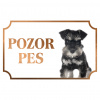 Bradáč malý čierny - Kovová tabuľka POZOR PES