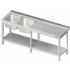 STALGAST Stôl s dvojkomorovým drezom na ľavej strane s policou 2700x700x850 mm | STALGAST, 980857270