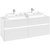 VILLEROY & BOCH Collaro závesná skrinka pod dve umývadlá na dosku, 4 zásuvky, s LED osvetlením, 1400 x 500 x 548 mm, White Matt, C076B0MS