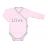 Baby Nellys Body dlhý rukáv Love zapínanie bokom ružové