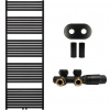 CERANO - Kúpeľňový radiátorový set Vincenzo - ústredné vykurovanie - stredové pripojenie 50 mm - 800W - čierna matná - 1690x600 mm