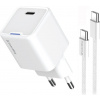 COLORWAY 1x USB-C/ síťová nabíječka/ GaN/ PD/ PPS/ 25W/ Včetně 100cm kabelu/ Bílá CW-CHS052PDC-WT