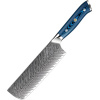 IZMAEL Damaškový kuchynský nôž Tukami Nakiri/Modrá 17.1 cm