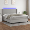 Posteľ boxsping s matracom a LED bledosivá 180x200 cm látka-ForU-3138173