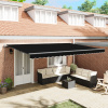 zahrada-XL Manuálna Vysúvacia Markíza Čierna 500x300 cm, vidaXL Náhradná tkanina markízy pre rám 5x3 m Čierna 3331319