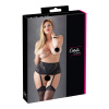 Cottelli Plus Size – čipkovaný korzetový podväzkový pás (čierny) - 3XL