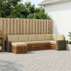 Rohová sofa sada 7 pcs Přirozená a Béžová Masivní akátové dřevo 3384639