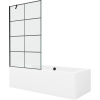 Mexen Obdĺžniková vaňa Cube 170 x 80 cm s krytom a 1-krídlovou zástenou 100 cm, čierne prevedenie - 550517080X9510007077