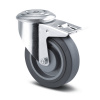 Tente Prístrojové koleso šedé supratech s ø 125 mm s totálnym zaistením a otvorom pre kolík, otočné (2 modely) 3477PJP125P30-13