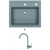 Alveus ATROX 30 SET kuchynský granit. drez so sifón. 59x50 + batéria ARC 110 - Beton/Chróm ATROX30G81+ARC11081