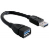 Delock predlžovací kábel USB 3.0 A-A 15 cm samec / samica, čierny 82776