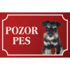 Bradáč malý čierny - Kovová tabuľka POZOR PES
