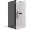CERANO - Sprchová zástena Walk-in Onyx Corner Round Ľ/P - 8 mm - guľatá vzpera - čierna matná, grafitové sklo - 100x70 cm