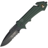 Zatvárací nôž US ARMY Rescue linerlock A/O, zúbkovaný - zelený (USAA1006GS)