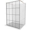 Mexen Kioto, priechodná sprchová zástena Walk-in 160 x 200 cm, 8mm číre sklo-čierny vzor, profil ružové zlato, 800-160-002-60-77
