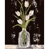 Maľovanie podľa čísel Biele tulipány v sklenenej váze (Haley Bush), 40x50 cm, vypnuté plátno na rám (5018951)