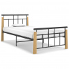 vidaXL Posteľný rám, kov a dubový masív 90x200 cm - Čierna - 119505-66158