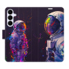 Flip pouzdro iSaprio - Samsung Galaxy S25 FE - Neon Astronaut 02 s kapsičkami na karty (Flipové knížkové pouzdro, obal, kryt iSaprio s přihrádkami na karty a motivem)
