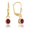 MINET Elegantné zlaté náušnice s vínovočervenými zirkónmi Au 585/1000 1,80g