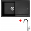 Granitový drez Sinks AMANDA 860 Pureblack + drezová batéria FLEXIA