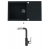 Alveus CADIT 40 SET kuchynský granit. drez so sifónom 86x50 + batéria SIROS - Black/Chróm CADIT40G91+SIROS91