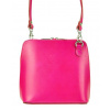 Kožená malá dámska crossbody kabelka tmavo ružová