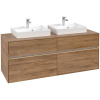 VILLEROY & BOCH Collaro závesná skrinka pod dve umývadlá na dosku, 4 zásuvky, s LED osvetlením, 1400 x 500 x 548 mm, Oak Kansas, C076B0RH