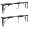 Skladacie záhradné lavice 2 ks, 180 cm, HDPE, čierne-ForU-48832