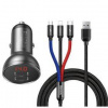 Adaptér do auta Baseus Digital Display 2xUSB + 3v1 kábel 1,2m (TZCCBX-0G) čierny