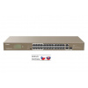 Tenda TEF1126P-24-410W - PoE AT Switch 370Watt, 24xRJ45 10/100 Mbps PoE, 2x Gigabit Uplink RJ45/SFP, bez ventilátora, kov