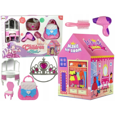 Detský stanový domček Lean Toys 0 + (Princezná stan pre deti Beauty Salon Ružové doplnky Crown)