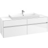 VILLEROY & BOCH Collaro závesná skrinka pod umývadlo na dosku (umývadlo v strede), 4 zásuvky, 1600 x 500 x 548 mm, Glossy White, C03100DH