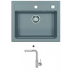 Alveus ATROX 30 SET kuchynský granit. drez so sifón. 59x50 + batéria SIROS - Beton/Chróm ATROX30G81+SIROS81