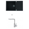 Alveus CADIT 40 SET kuchynský granit. drez so sifónom 86x50 Black + batéria SIROS Chróm CADIT40G91+SIROSCHROM