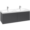 VILLEROY & BOCH Subway 3.0 závesná skrinka pod dvojumývadlo, 2 zásuvky, 1272 x 478 x 429 mm, Graphite, C56700VR