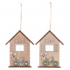 Autronic Domeček dřevěný - na pověšení, mix 2 barev. Cena za 1 ks., sada 12 ks