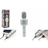Teddies Mikrofón karaoke Bluetooth strieborný na batérie s USB káblom v krabici 10x28x8, 5cm