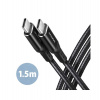 AXAGON BUCM-CM15AB, HQ kabel USB-C - USB-C, 1.5m, USB 2.0, PD 60W 3A, ALU, oplet, černý (BUCM-CM15AB)