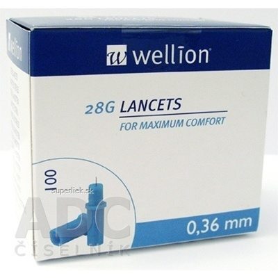 Wellion LANCETS 28G - Lanceta sterilná priemer 0,36 mm (WELL208) 1x100 ks, 9120015781020