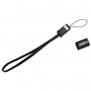 Logo USB kábel (2.0), USB A samec - microUSB samec, 0.3m, čierny, blister, pútko na fotoaparát/MP3