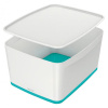 Leitz Úložný box s vekom Leitz MyBox, veľkosť L biela/ľadovo modrá